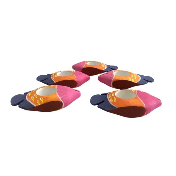 Wood Fish Napkin Rings Hand Painted Holders Ocean Beach Dining Decor - Picture 3 of 7